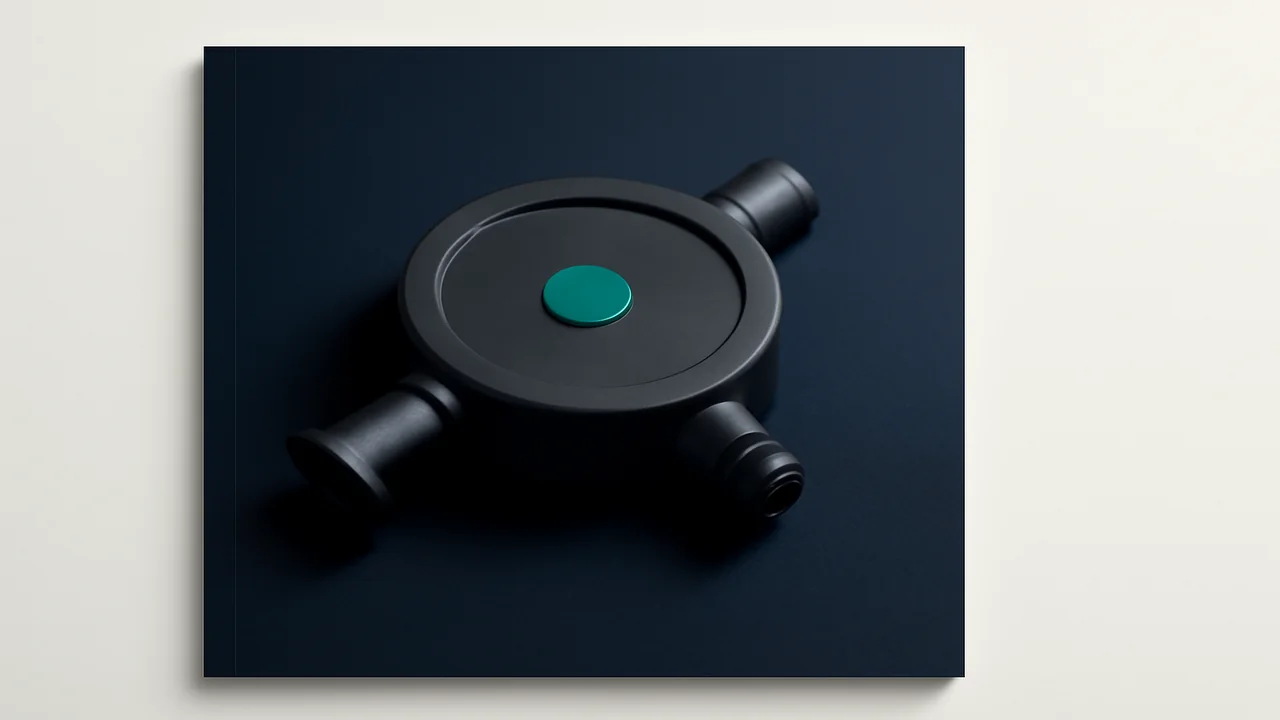 Editorial illustration of a matte regulator seal on a deep navy surface